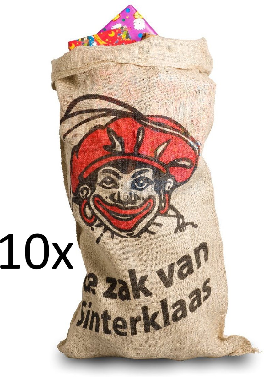 10x Jute Sinterklaas Zak - 60 x 110cm