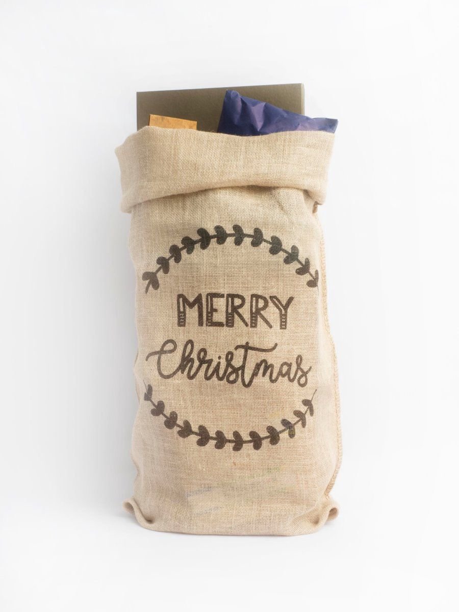 5x Kerst Jute Zakken - Jute zak Merry Xmas opdruk - NNZ