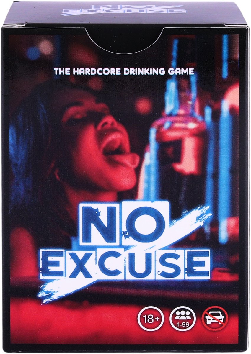 NX Party - NO EXCUSE - Drinking game - Engelstalig - Kaartspel - Party game for (young) adults - Drankspel