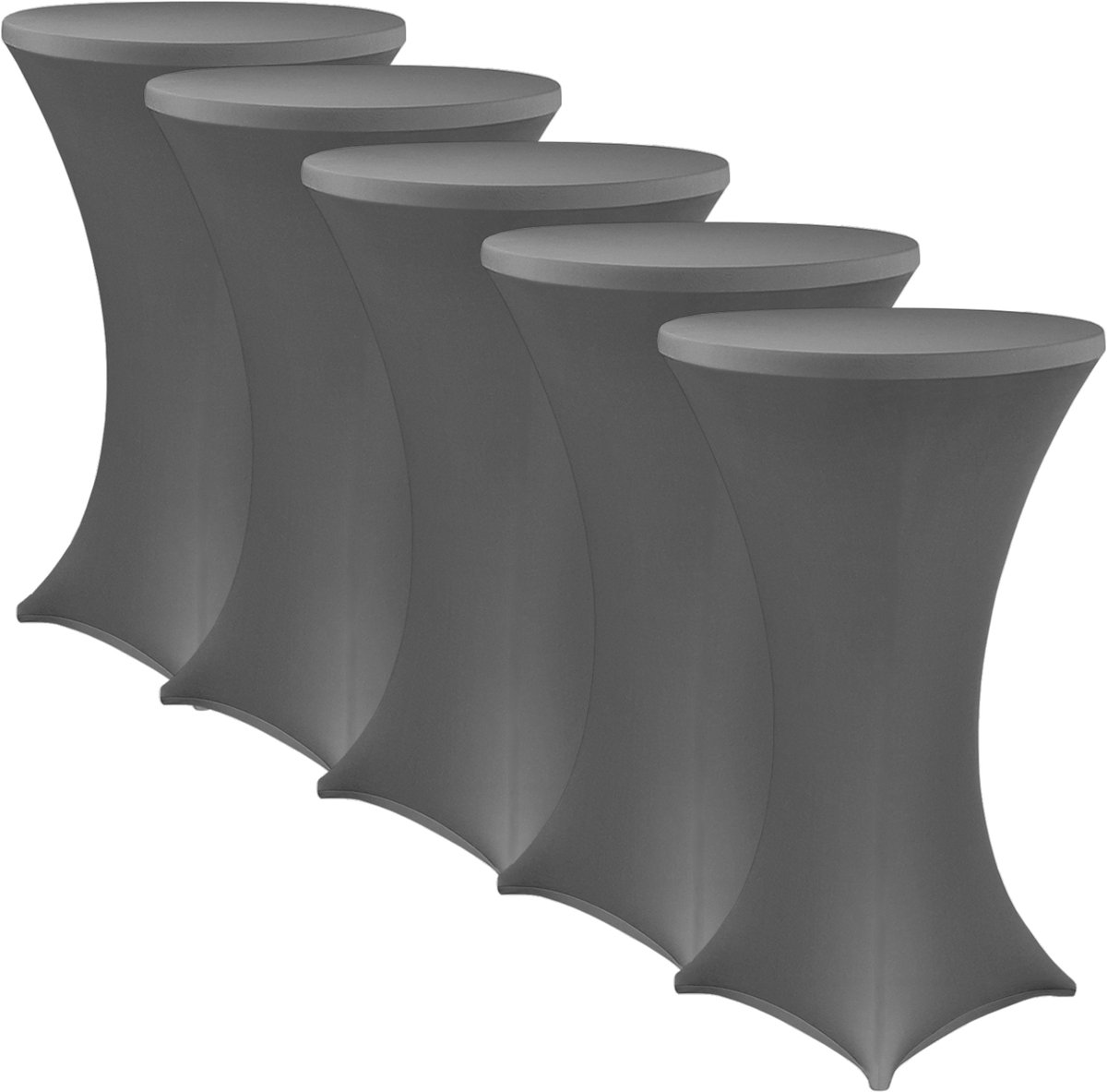   Sta-tafelhoes  Gala Antraciet Ø 70-75 cm - Set van 5 - Elastische premium stretchhoezen voor standaard bistro- & statafels - Rekbare tafelbekleding