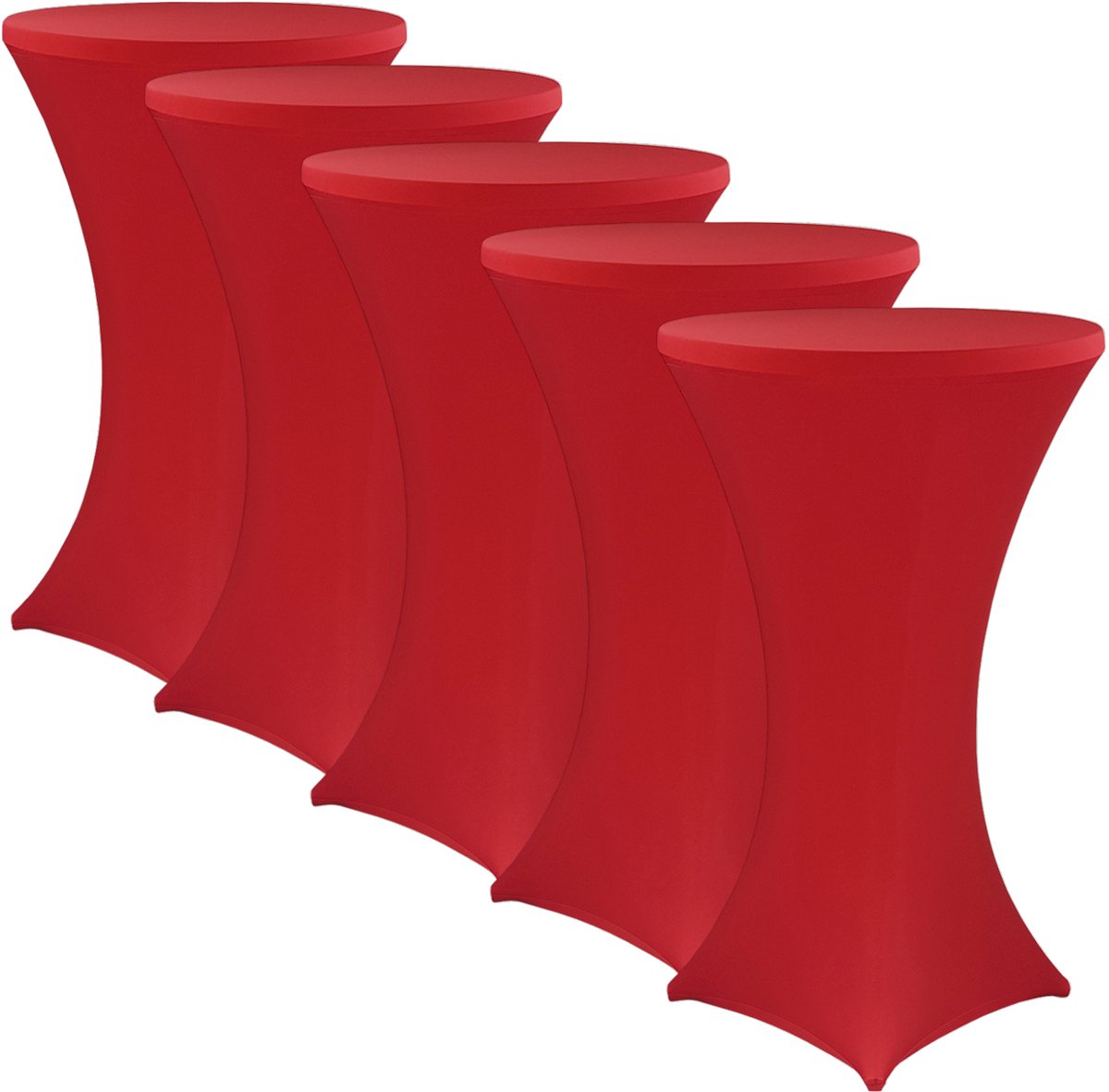   Sta-tafelhoes  Gala Rood Ø 70-75 cm - Set van 5 - Elastische premium stretchhoezen voor standaard bistro- & statafels - Rekbare tafelbekleding