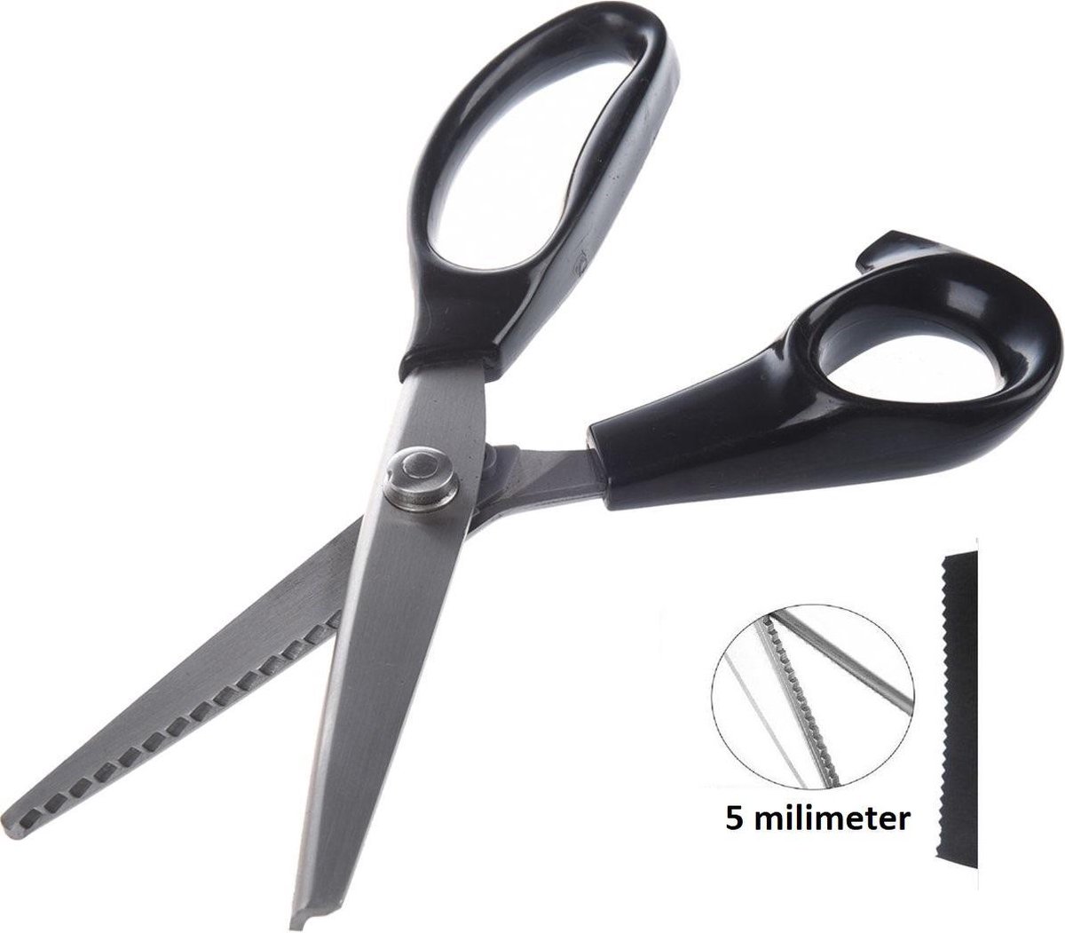 Professionele 5mm Kartelschaar Kleermakersschaar - StofSchaar 24 CM - Duurzaam Stoffenschaar / Stofschaar - Geschikt voor Stof / denim / Leer / Schaar Kartels Zig Zag schaar - Coupeuseschaar kledingschaar