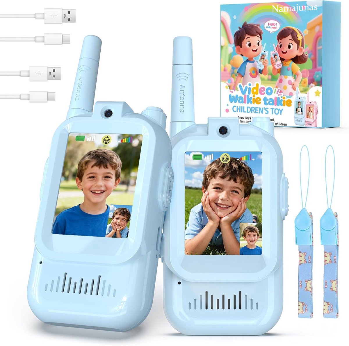   - Video Walkie talkie voor kinderen - Oplaadbaar - Kinderspeelgoed - Buitenspeelgoed - Verjaardagscadeaus en speelgoed voor jongens en meisjes van 3 tot 12 jaar - Stemeffecten - Blauw