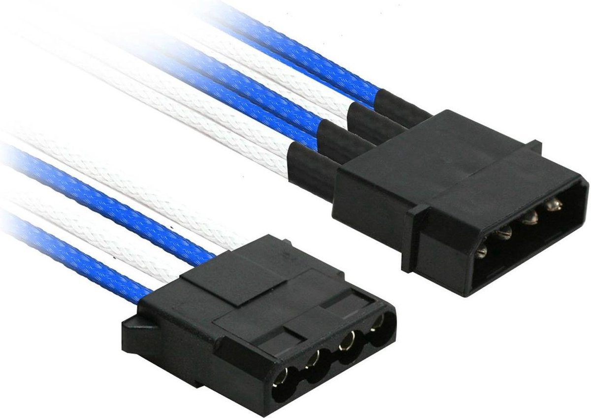 Kabel Nanoxia 4-Pin Y-Kabel, 20 cm, Single, blauw/weiß