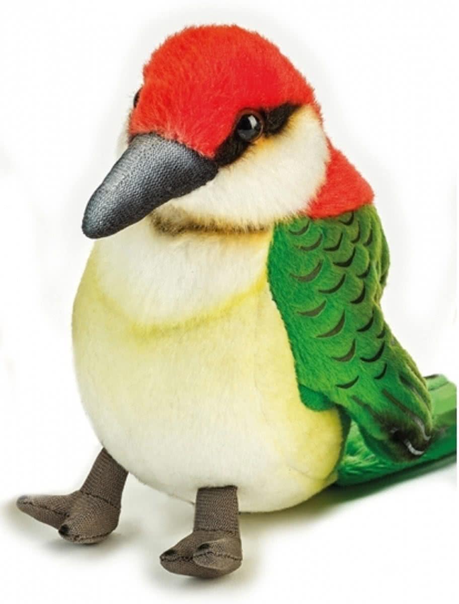 Pluche groene specht vogel knuffel 14 cm - knuffeldier