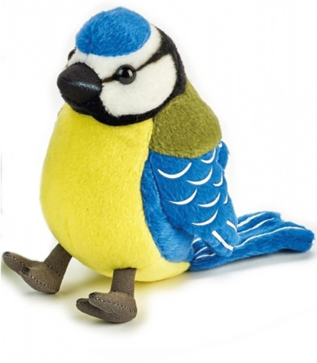 Pluche pimpelmees vogel knuffel 14 cm - knuffeldier