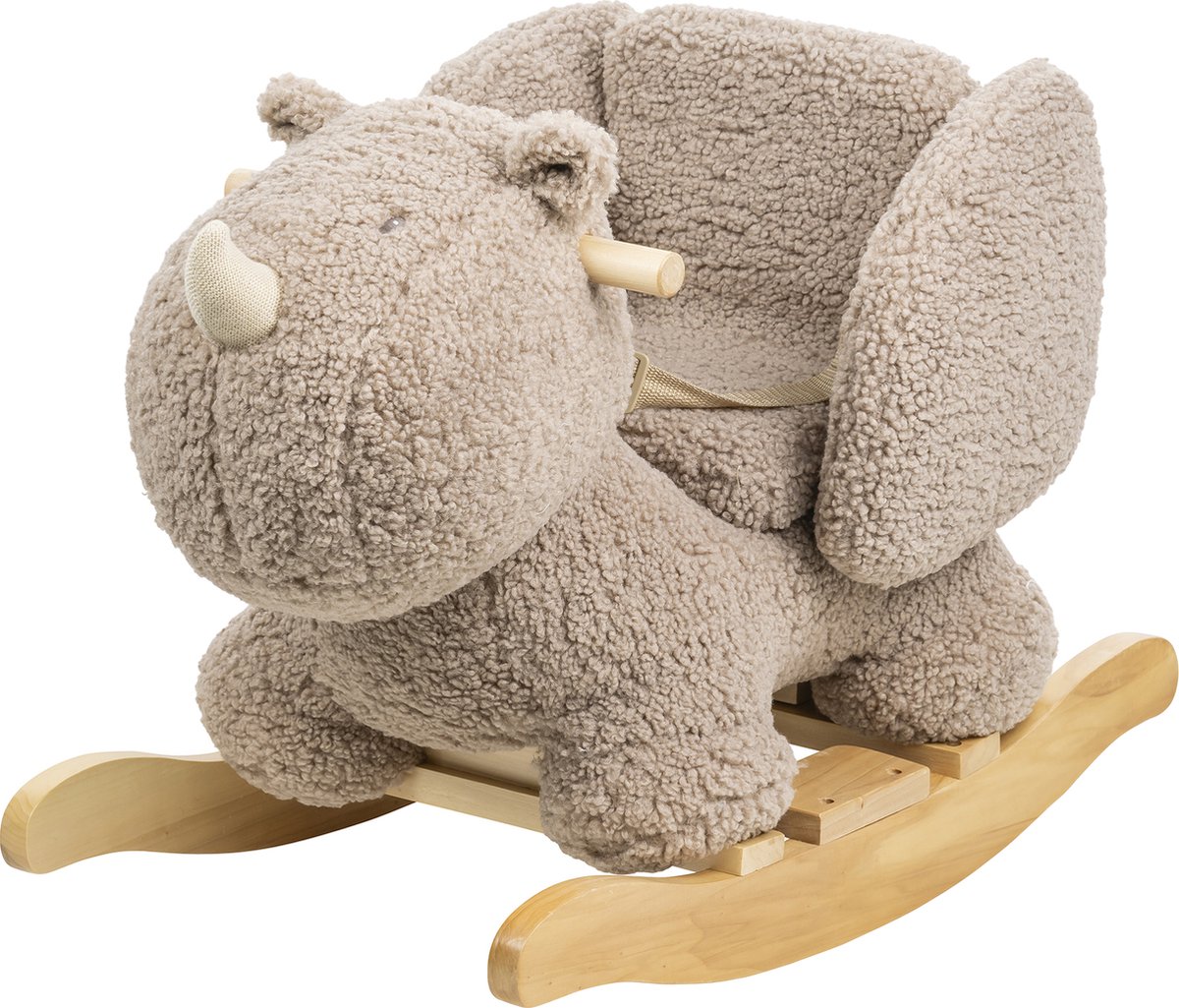   neushoorn Teddy - schommelpaard - Hobbelpaard - 59 x 45 cm - Taupe