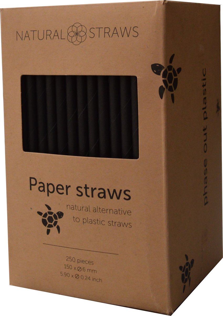 zwarte papieren Natural Straws (cocktail)