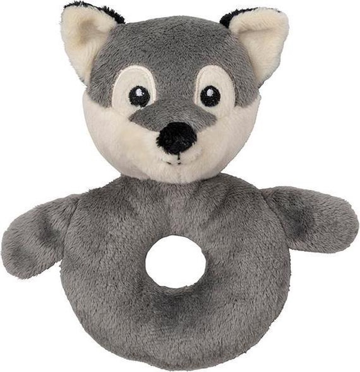 Dieren knuffel baby rammelaar wolf 10 x 15 cm - Kraamcadeau