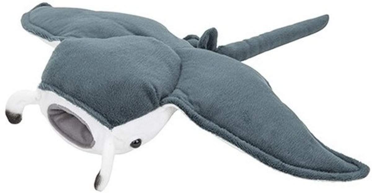 Pluche grijze mantarog knuffel 43 cm - Mantaroggen zeedieren knuffels - Speelgoed voor kinderen