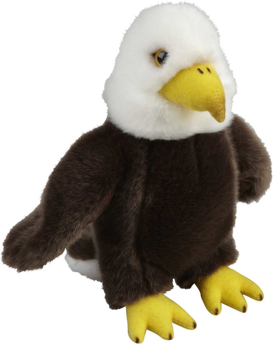 Pluche kleine knuffel dieren Amerikaanse Zeearend roofvogel van 18 cm - Speelgoed knuffels vogels - Leuk als cadeau voor kinderen