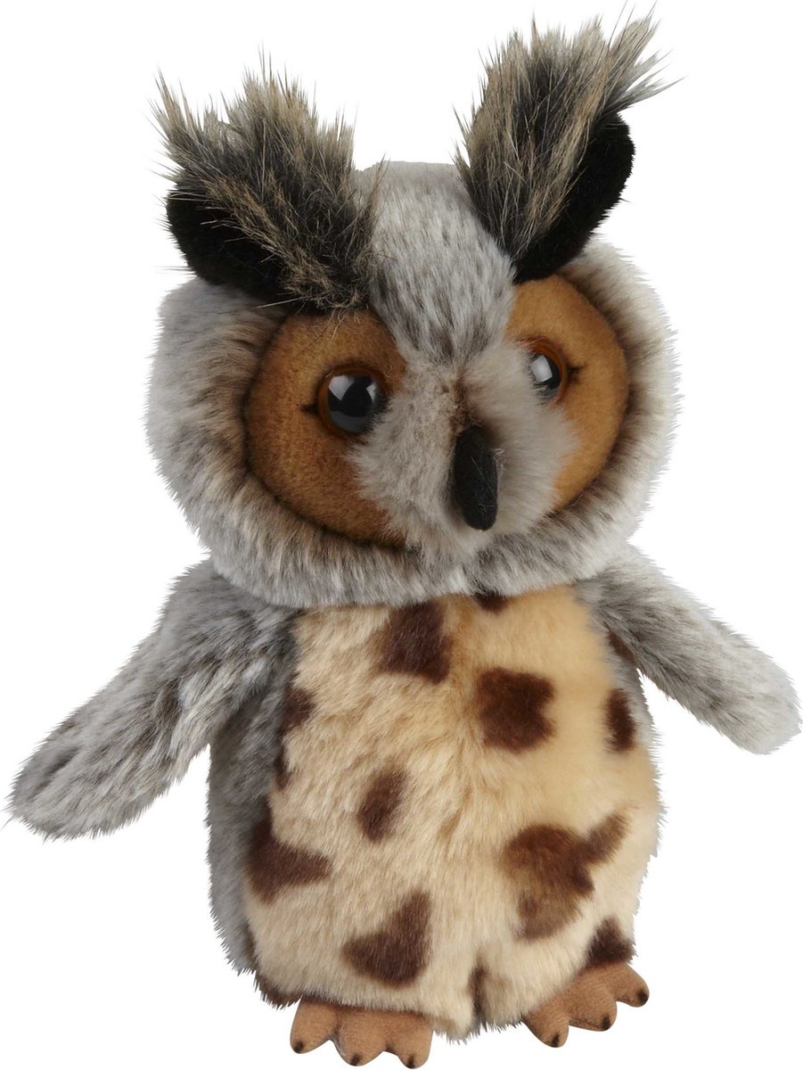 Pluche kleine knuffel dieren Oehoe uil vogel van 18 cm - Speelgoed knuffels uilen/vogels - Leuk als cadeau voor kinderen