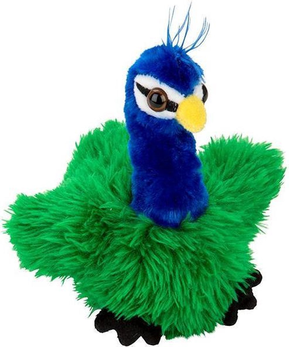 Pluche kleine pauw knuffel van 13 cm - Kinderen speelgoed - Dieren knuffels cadeau - vogels