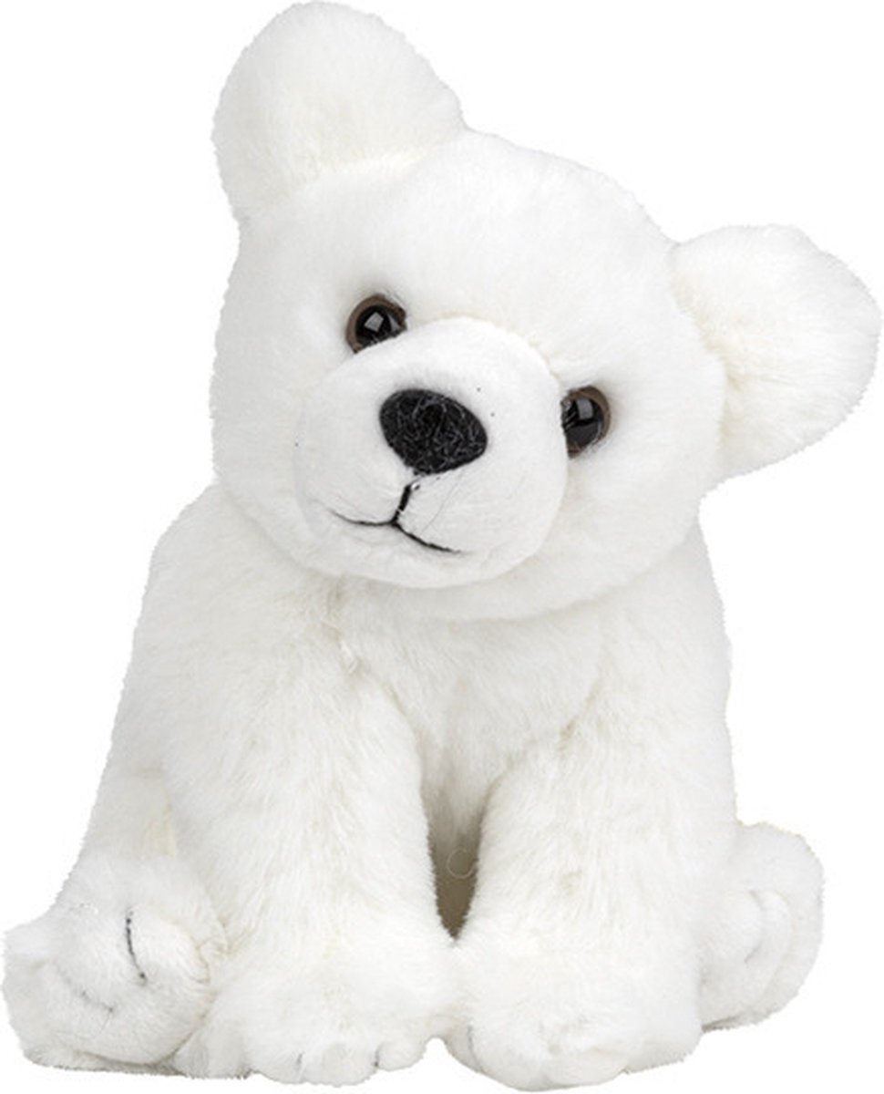 Pluche liggende IJsbeer puppy knuffel van 12 cm - Dieren speelgoed knuffels cadeau - Pooldieren