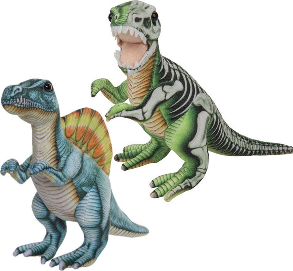 Speelgoed set van 2x pluche dino knuffels T-Rex en Stegosaurus van ongeveer 30 cm