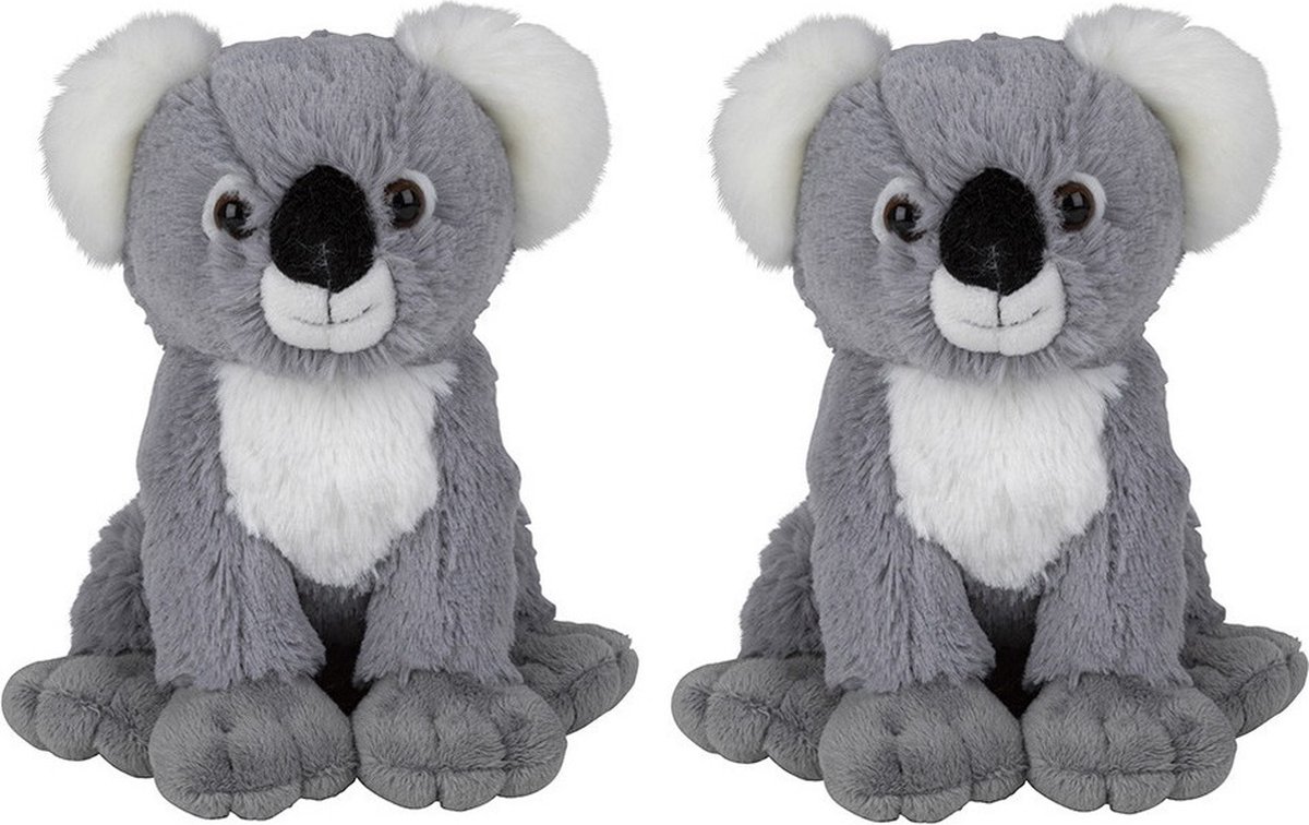 Multipak van 2x stuks pluche koala knuffels van 19 cm - Papa/Mama - Kllitteband handjes