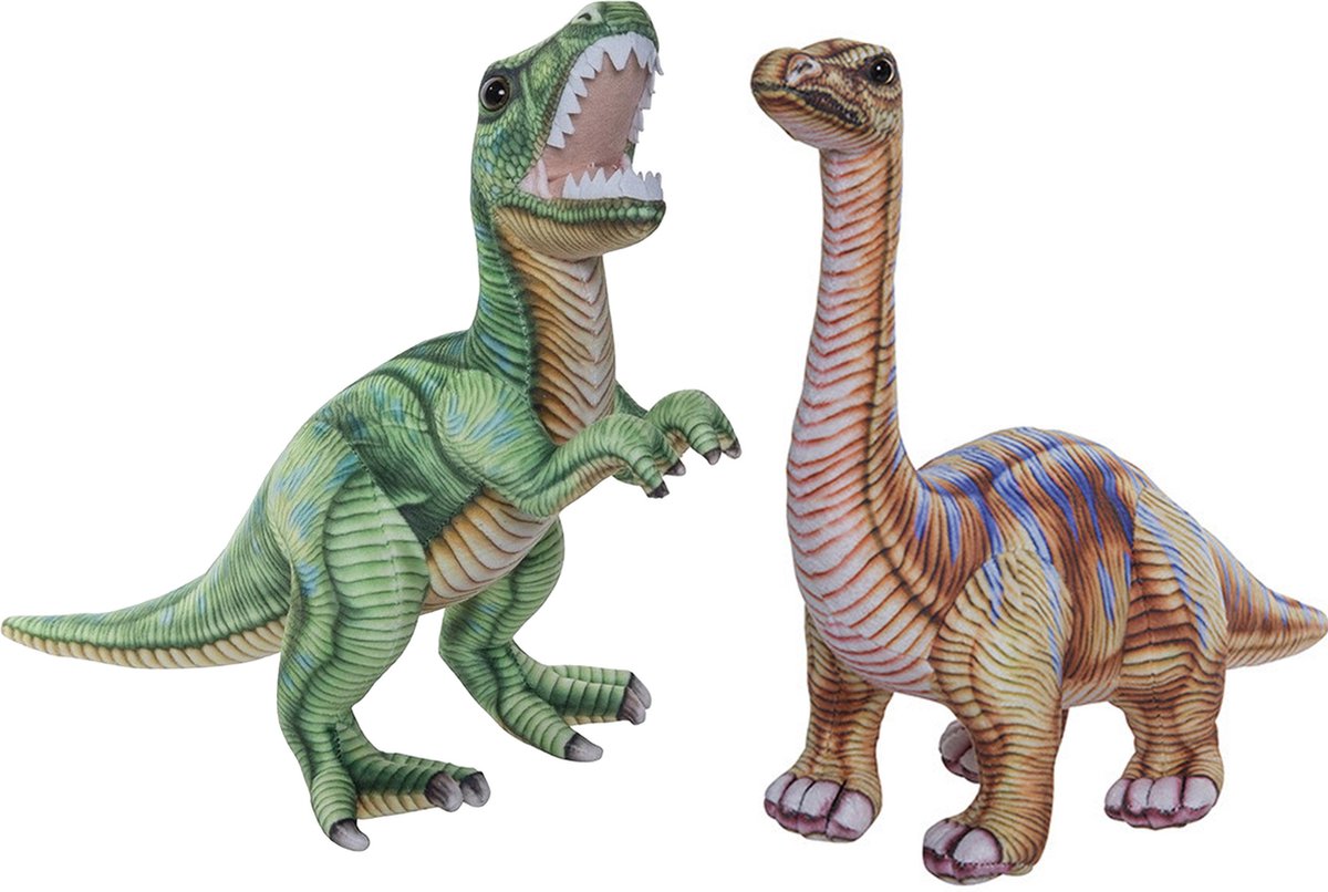 Nature Planet - Dinosaurus knuffels - T-rex 35 cm / Apatosaurus 30 cm