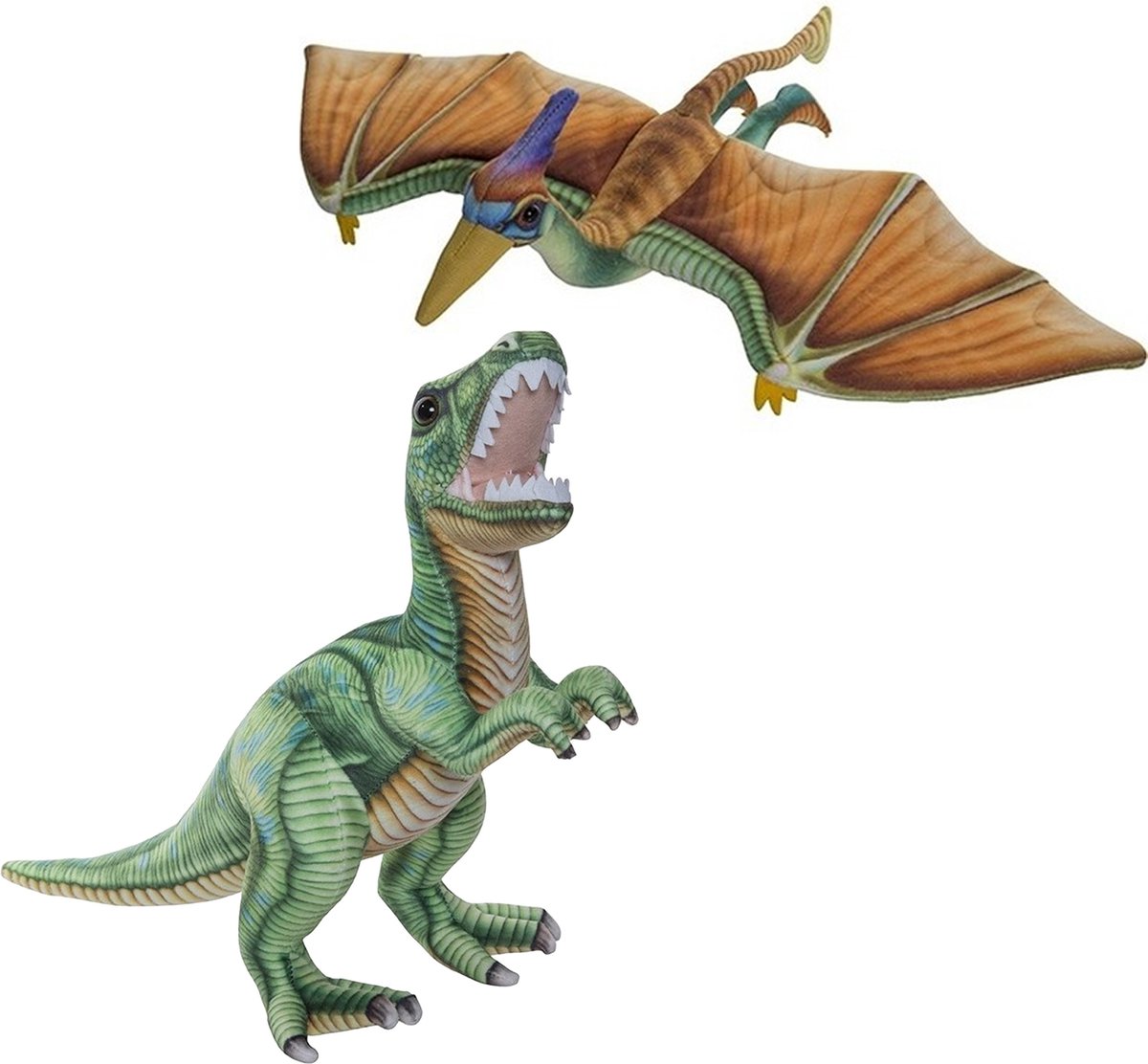 Nature Planet - Dinosaurus knuffels - T-rex 35 cm / Pterosaurus 40 cm