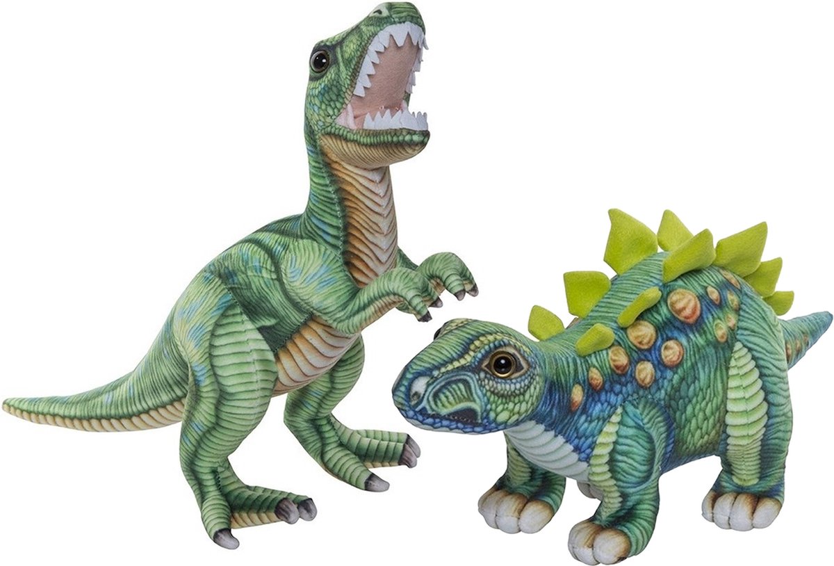 Nature Planet - Dinosaurus knuffels - T-rex 35 cm / Stegosaurus 30 cm