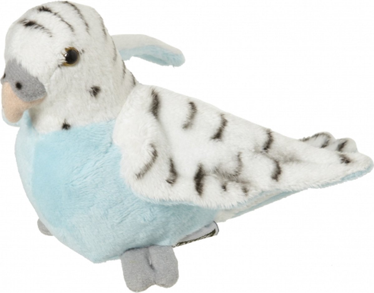 Pluche blauwe grasparkiet knuffel 16 cm - Tropische vogels knuffels