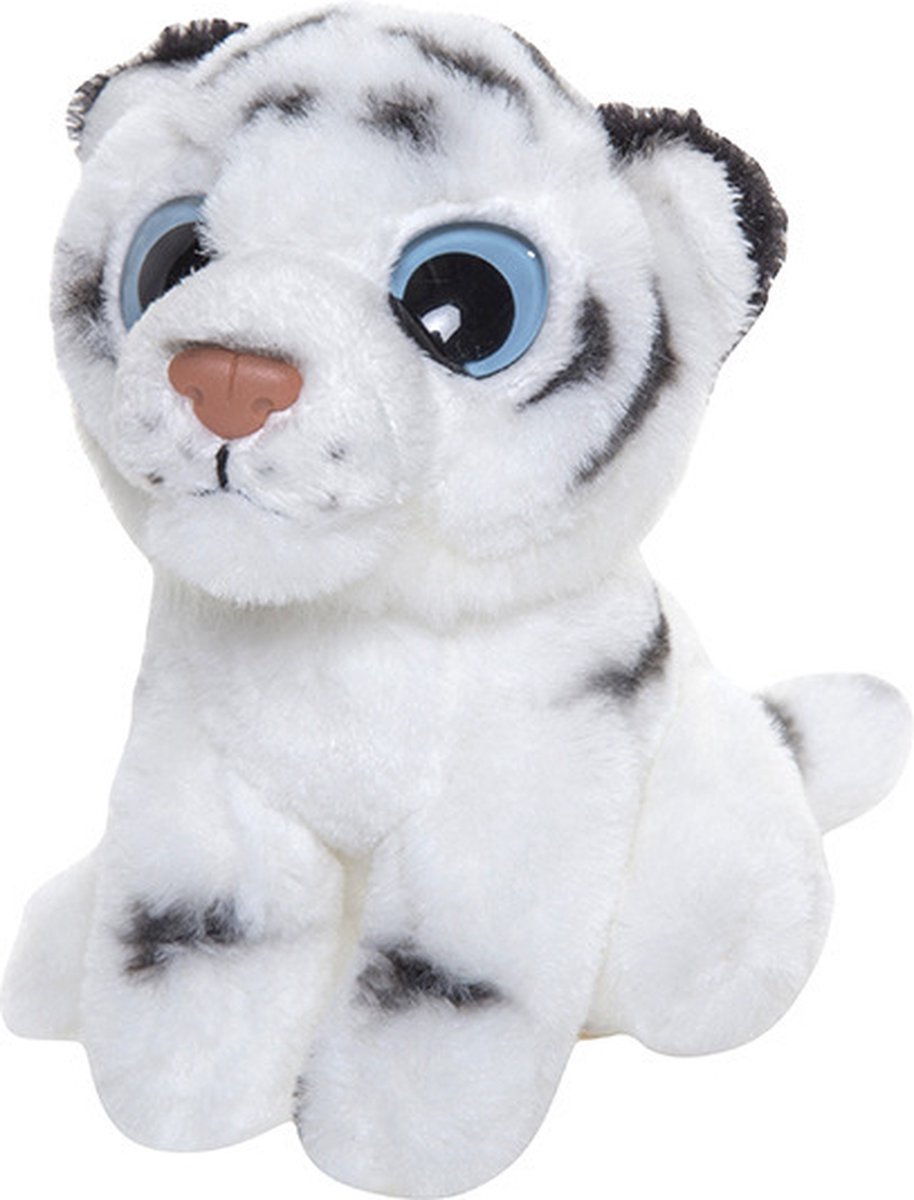 Pluche witte Tijger knuffeldier van 13 cm - Speelgoed dieren knuffels cadeau voor kinderen