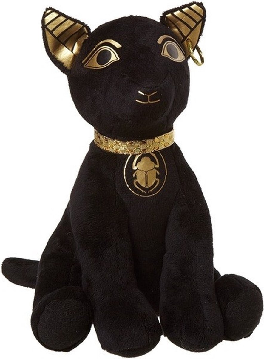 Pluche zwarte bastet kat knuffel 20 cm - Bastet katten Egyptische dieren knuffels - Speelgoed voor baby/kinderen