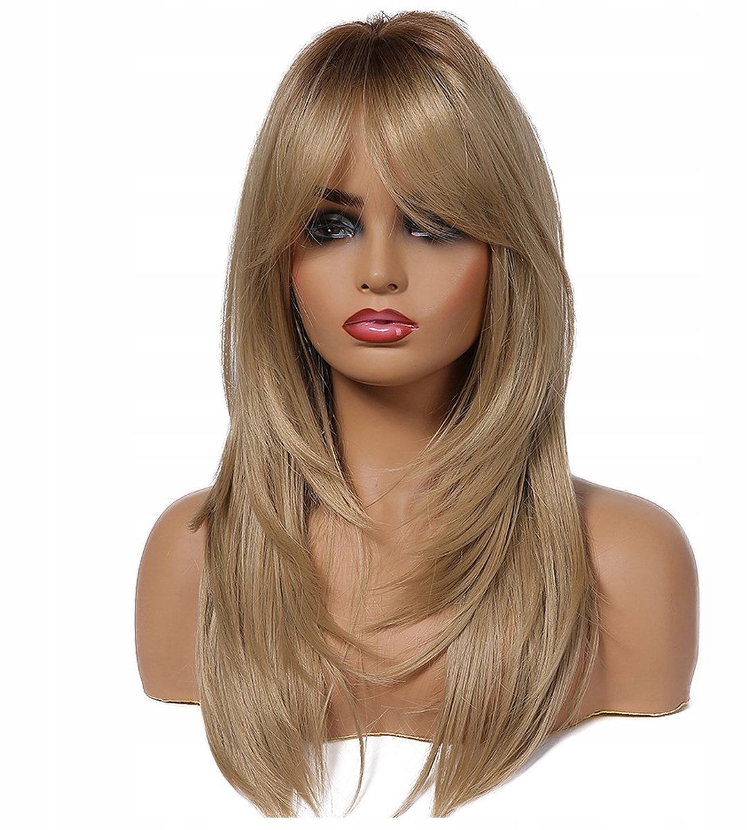 Lange Blond Pruik met Pony -   Uiterlijk, Hittebestendig