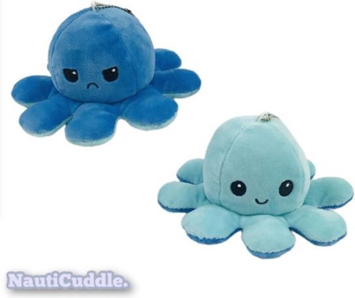 Pluche Octopus Sleutelhanger - Mood Knuffel Omkeerbaar - Reversible Plush - Blij en Boos - Bekend van TikTok