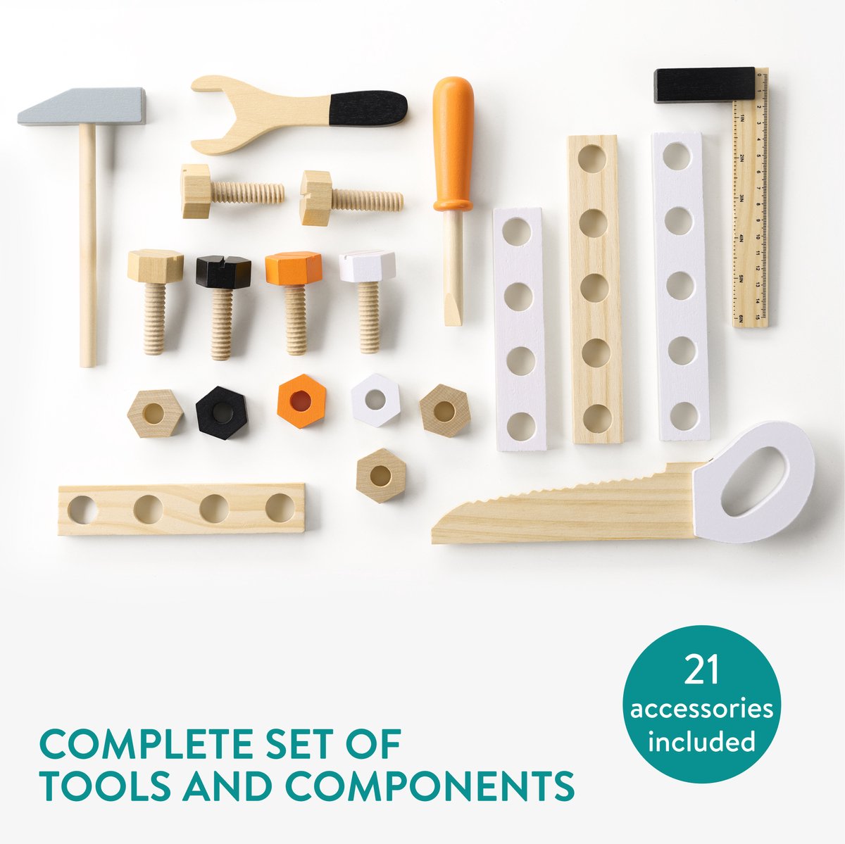   kinder werkbank van hout - Houten Montessori speelgoed voor kinderen - Vanaf 3+ jaar - Inclusief gereedschap