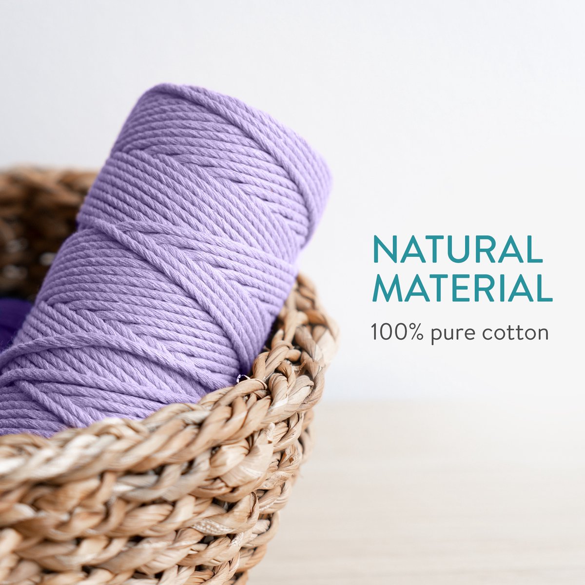 Navaris macramé garen set van 3 - Katoenen koord voor doe-het-zelfprojecten - Gemaakt van 100% natuurlijk katoen - 3 mm x 100 m - Paars/lila/crème