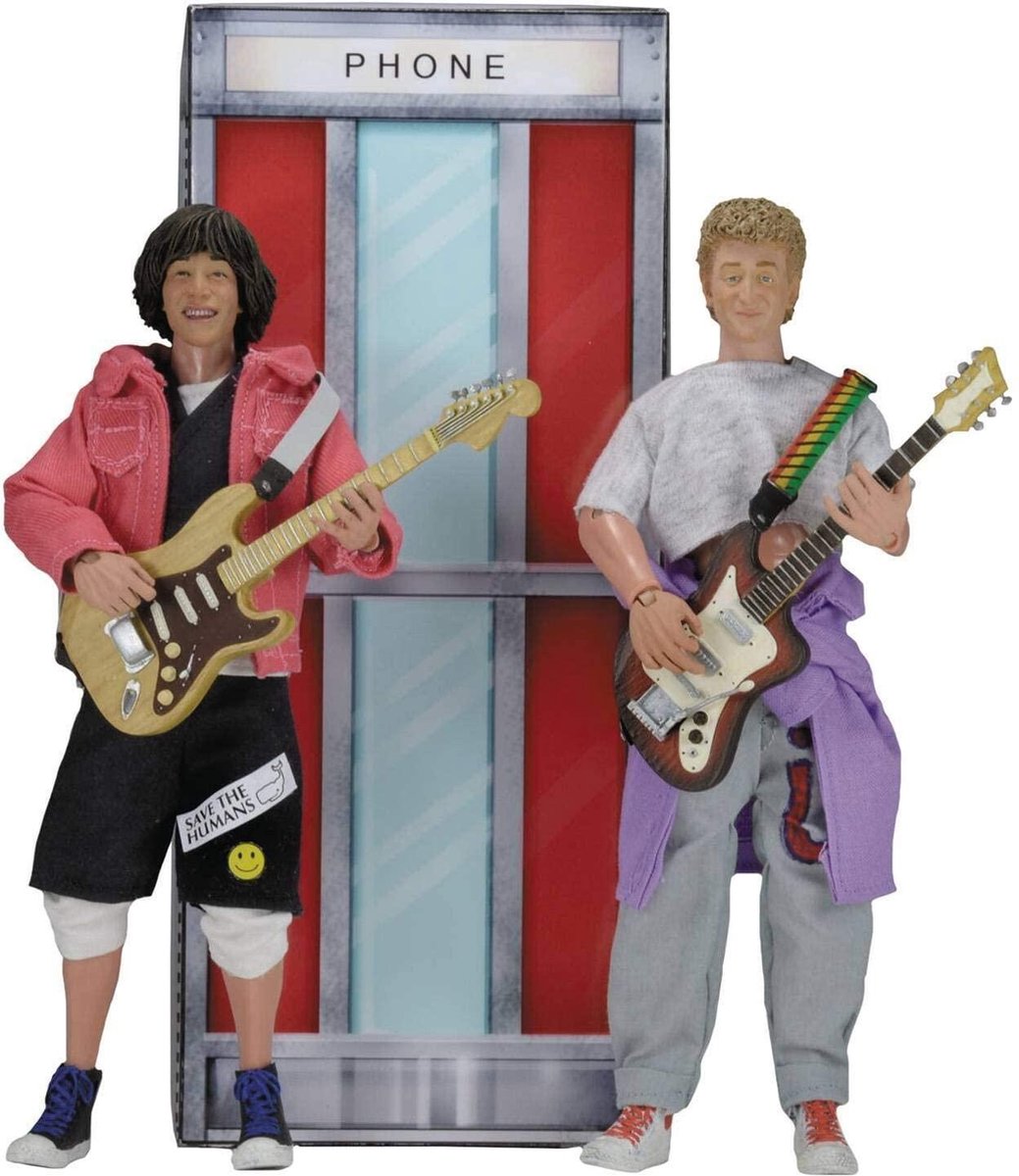 Bill & Teds Excellent Adventure Clothed Action Figures 18cm Deluxe Boxed Set incl. Phone Booth