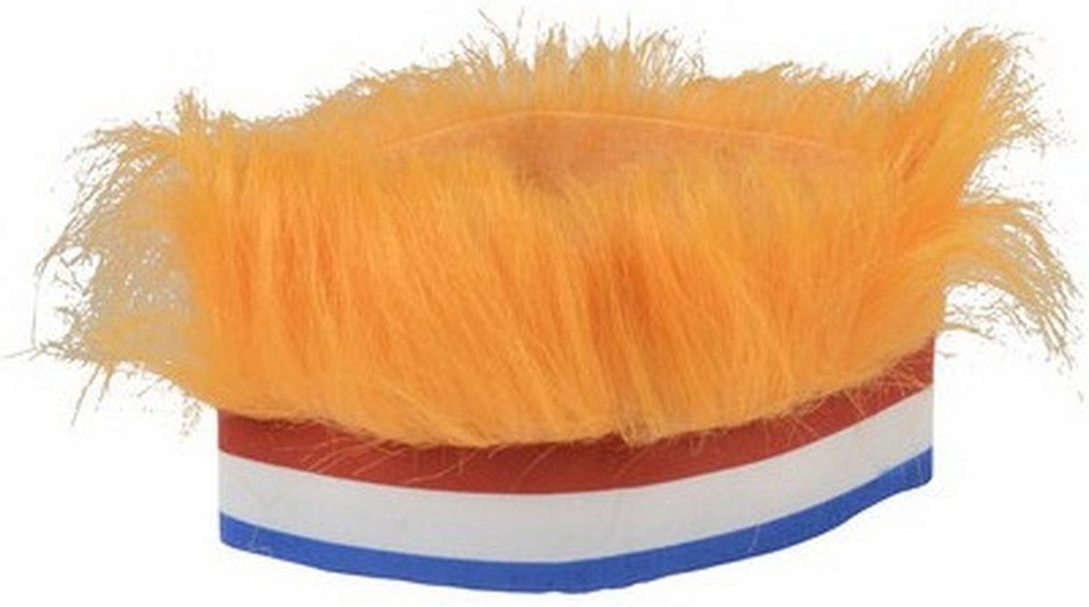 Hoofdband met pruik oranje