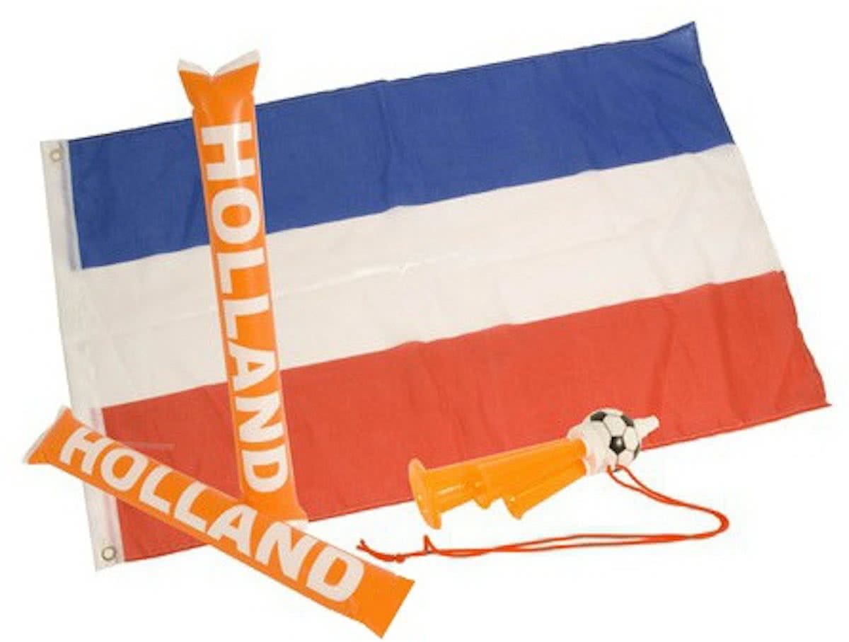 Nederland Fanset 4-delig Vlag/fluit/cheersticks