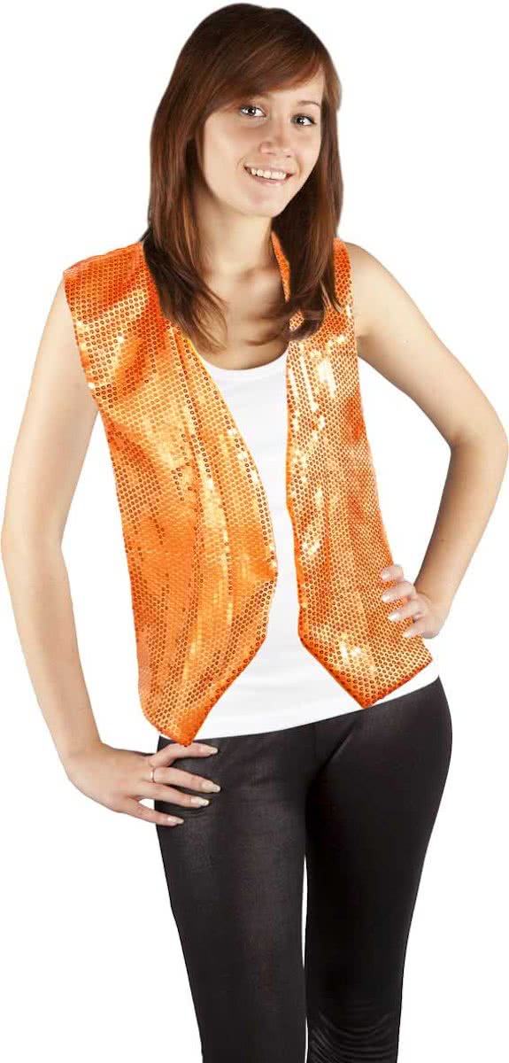 Nederland Gilet holland pailletten - Kostuum - One size - Oranje