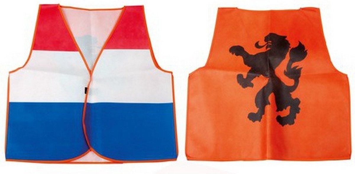 Supportersvest oranje/rood/wit/blauw one size