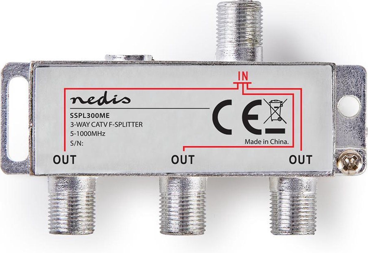 CATV F-Splitter 6,8 dB / 5-1000 MHz - 3 Uitgangen