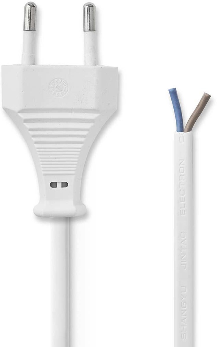 Euro Power Cable Straight Euro Male - Open 2.00 m White