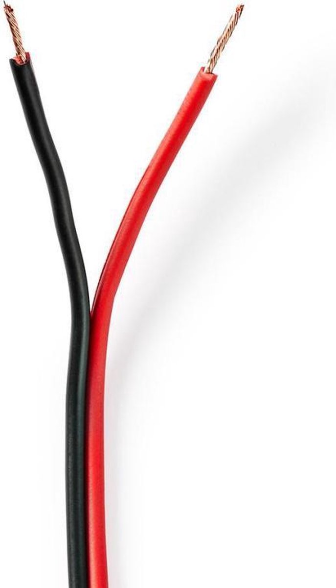 Nedis - Nedis CABR0750BK150 Speaker-kabel 2x 0,75 Mm2 15,0 M Op Rol Zwart/rood - 30 Dagen Niet Goed Geld Terug