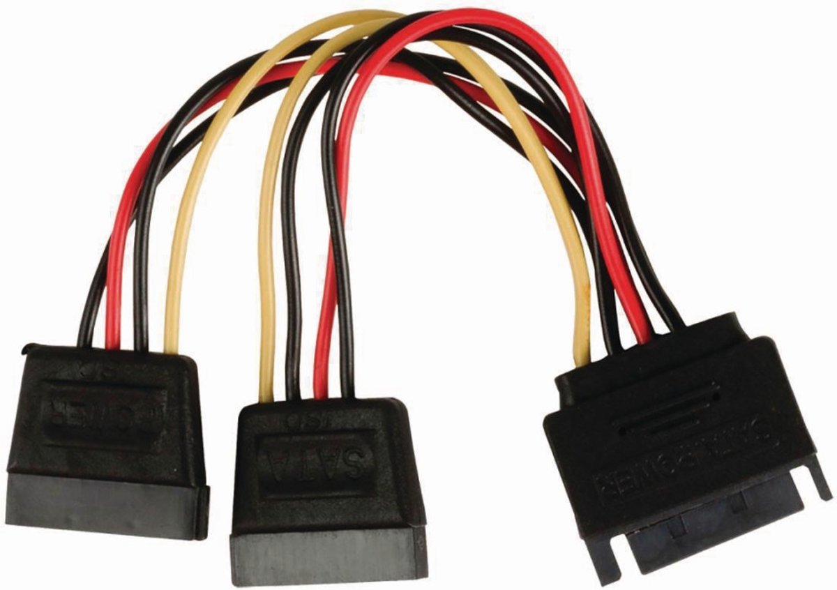 Nedis - Nedis CCGP73190VA015 Interne Voedingskabel Sata 15-pins Male - 2x Sata 15-pins Female 0,15 M Diverse - 30 Dagen Niet Goed Geld Terug