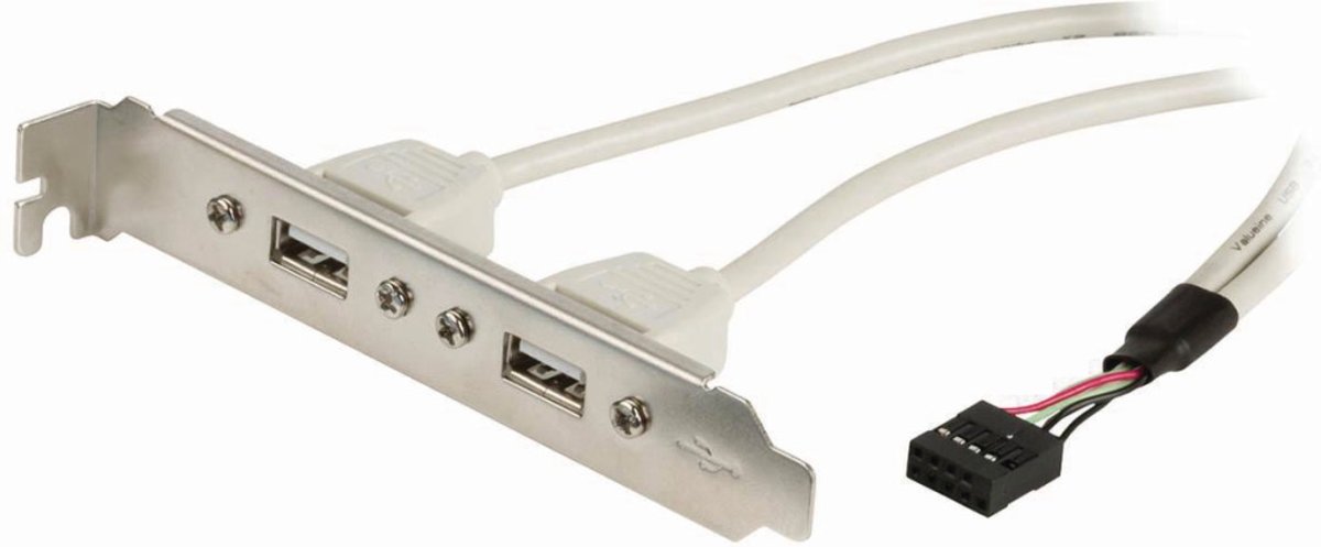 Nedis - Nedis CCGP74800GY05 Pc-bracket Usb 2.0 2x A Female - 8-pins Female 0,5 M Grijs - Altijd Garantie