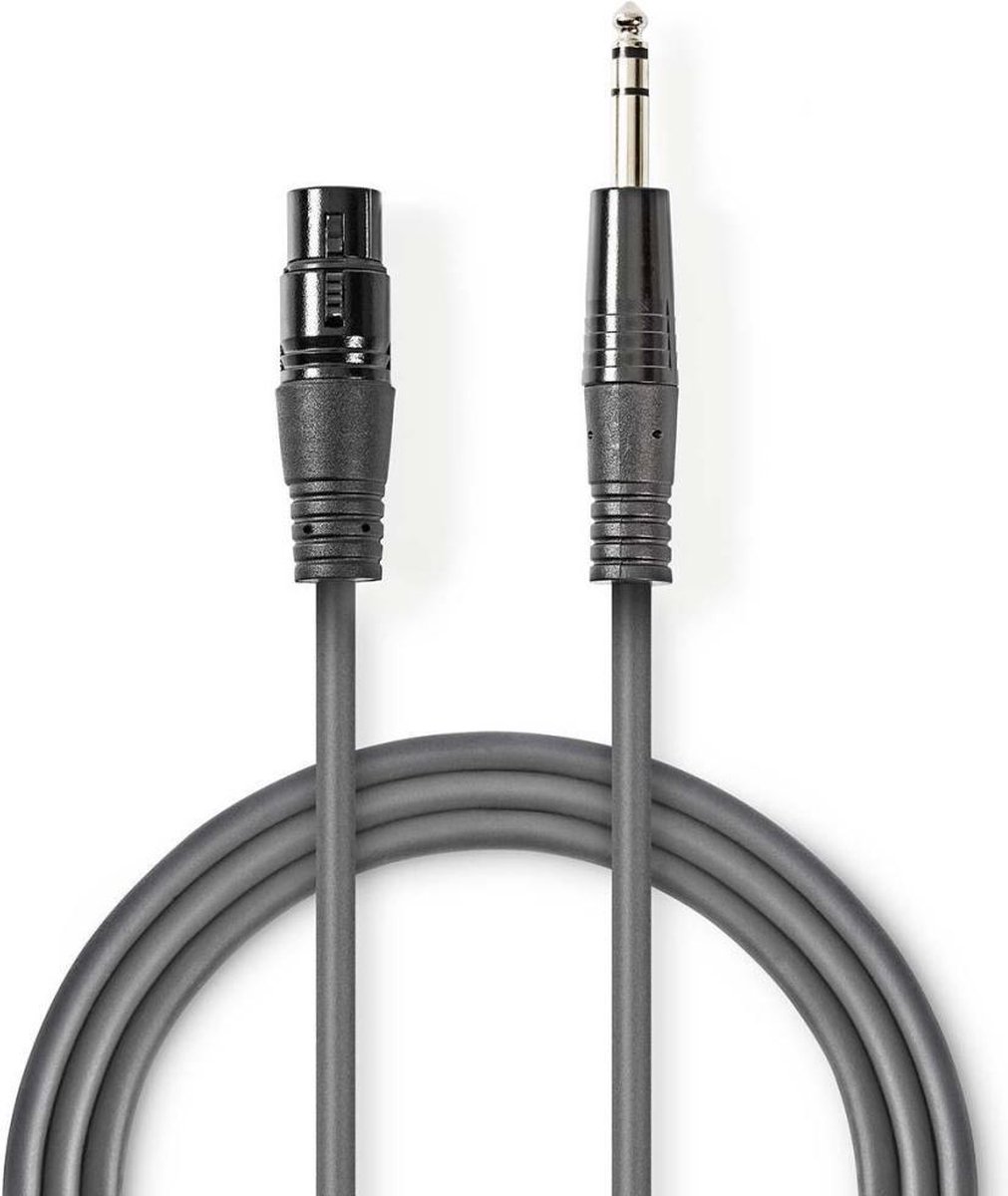 Nedis - Nedis COTH15110GY15 Gebalanceerde Xlr-audiokabel Xlr 3-pins Female - 6,35 Mm Male 1,5 M Grijs - 30 Dagen Niet Goed Geld Terug