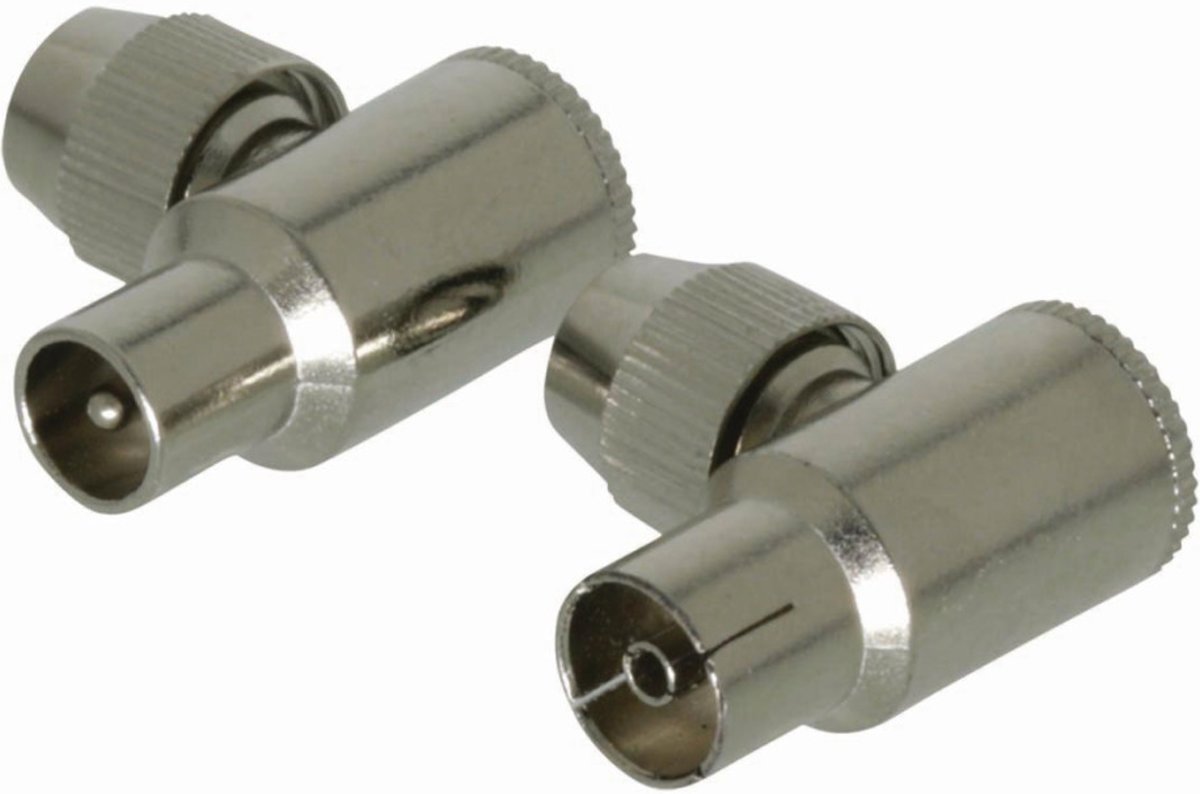 Nedis - Nedis CSGB40997ME Iec (coax) -connector Male + Female - Gehoekt 2 Stuks Metaal - 30 Dagen Niet Goed Geld Terug