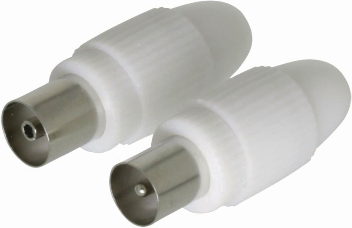 Nedis - Nedis CSGB40999WT Iec (coax) -connector Male + Female - Recht 2 Stuks Wit - 30 Dagen Niet Goed Geld Terug