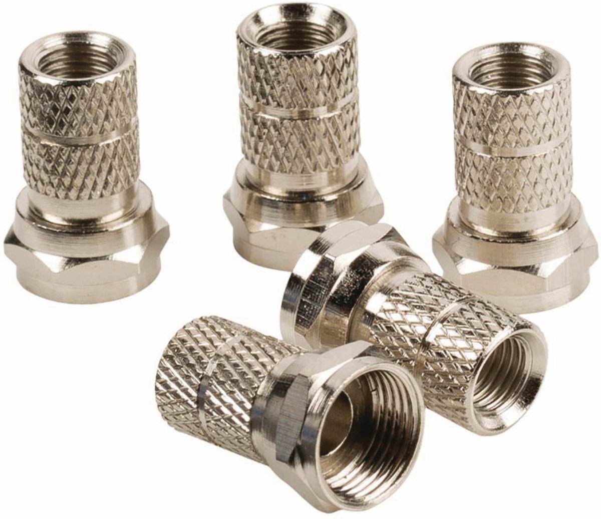 Nedis - Nedis CSGB41903ME F-connector Male - Voor 5,5 Mm Kabels 5 Stuks Metaal - 30 Dagen Niet Goed Geld Terug