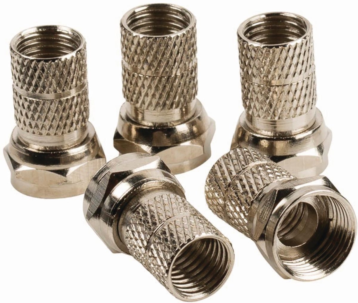 Nedis - Nedis CSGB41906ME F-connector Male - Voor 7,0 Mm Kabels 5 Stuks Metaal - 30 Dagen Niet Goed Geld Terug