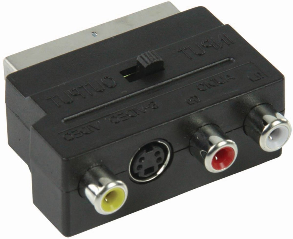 Nedis - Nedis CVGB31902BK Schakelbare Scart-adapter Scart Male - S-video Female + 3x Rca Female Zwart - 30 Dagen Niet Goed Geld Terug