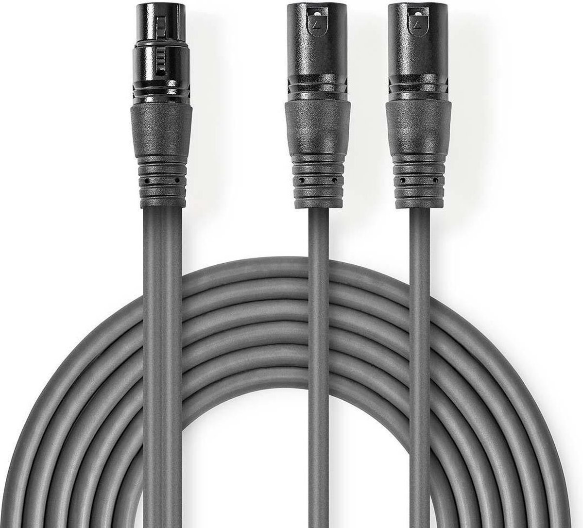 Nedis 1x XLR (v) - 2x XLR (m) audiokabel - 1,5 meter