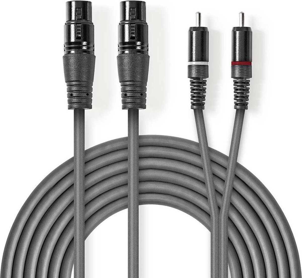 Nedis 2x XLR (v) - 2x RCA (m) stereo audiokabel - 1,5 meter