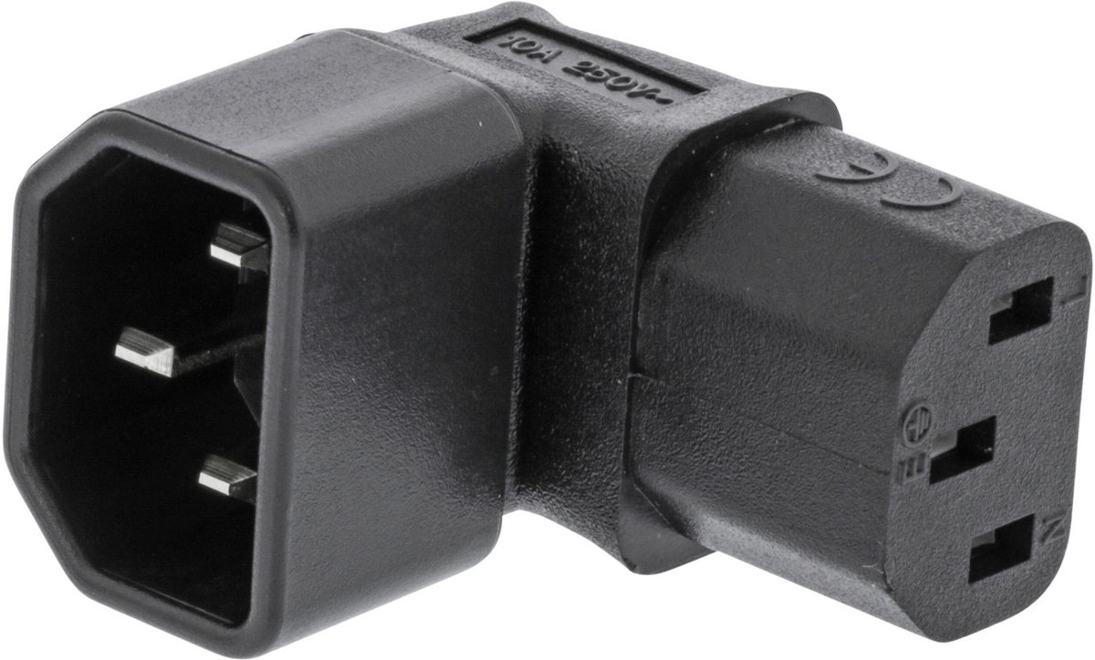 Nedis C13 - C14 voeding adapter - haaks / zwart