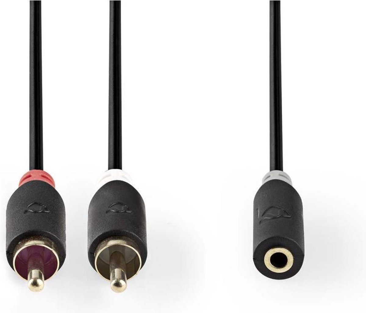 Nedis CABP22255AT02 Stereo Audiokabel 2x Rca Male - 3,5 Mm Female 0,2 M Antraciet